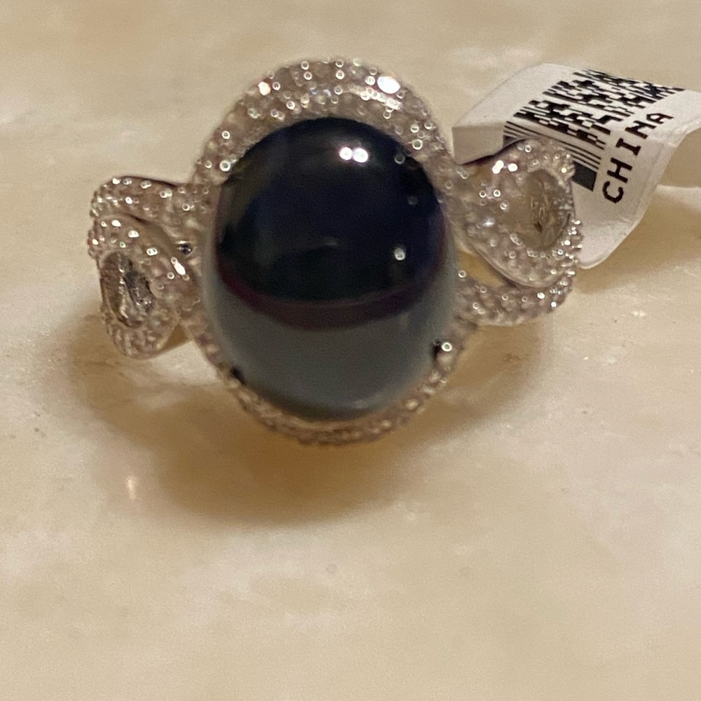 NWT BLUE STAR SAPPHIRE W ZIRCON STERLING RING